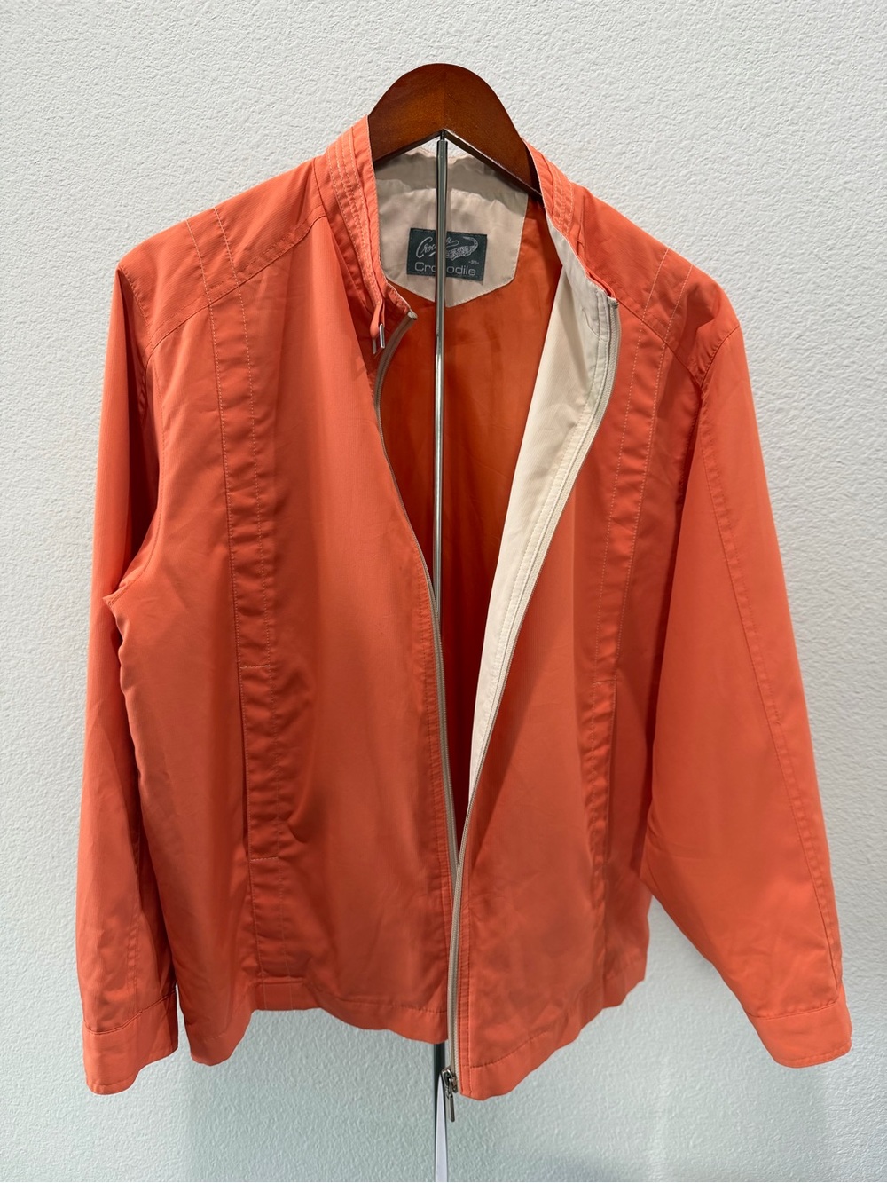 Vintage Crocodile Harrington Blouson Jacket Orange Coral - Size 95 (Medium)
